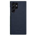 MELKCO Skórzane Etui Obudowa Plecki do Samsung Galaxy S23 Ultra granatowe