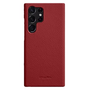 MELKCO Skórzane Etui Obudowa Plecki do Samsung Galaxy S23 Ultra czerwone