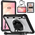 Mocne Etui z Uchwytem i Paskiem do Samsung Galaxy S11 czarno-transparentne