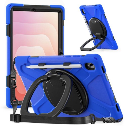 Solidne Pancerne Etui z Uchwytem i Paskiem do Samsung Galaxy S11 niebieskie