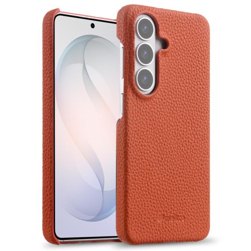 MELKCO Skórzane Plecki Etui do Samsung Galaxy S26 pomarańczowe