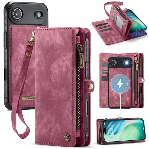 CASEME Magnetyczne Etui Pokrowiec Portfel do iPhone Air czerwone