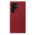 MELKCO Skórzane Etui Plecki Obudowa do Samsung Galaxy S25 Ultra czerwone