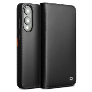 QIALINO Skórzane Matowe Etui do Samsung Galaxy S25 Edge czarne