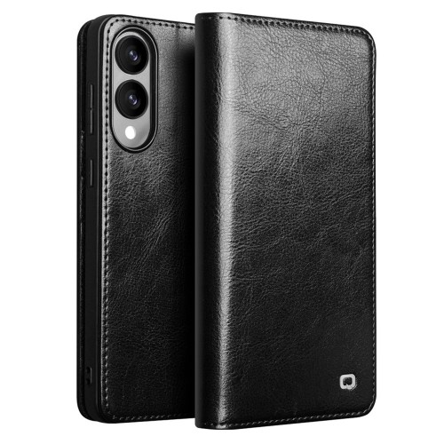 QIALINO Eleganckie Skórzane Etui do Samsung Galaxy S25 Edge czarne