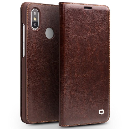 QIALINO Skórzany Pokrowiec Etui do Xiaomi Mi 8 Mi8 brązowe