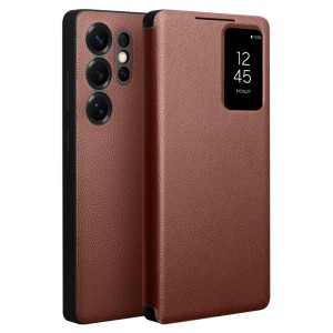 QIALINO Eleganckie Skórzane Etui do Samsung Galaxy S25 Ultra brązowe
