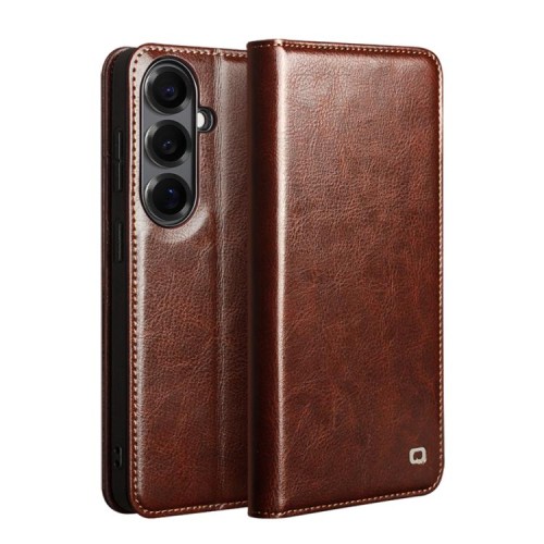 QIALINO Eleganckie Skórzane Etui do Samsung Galaxy S26+ brązowe