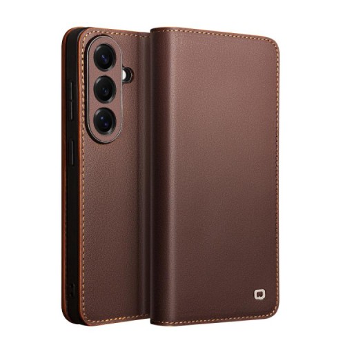 QIALINO Skórzane Matowe Etui do Samsung Galaxy S26+ brązowe