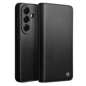 QIALINO Skórzane Matowe Etui do Samsung Galaxy S26+ czarne