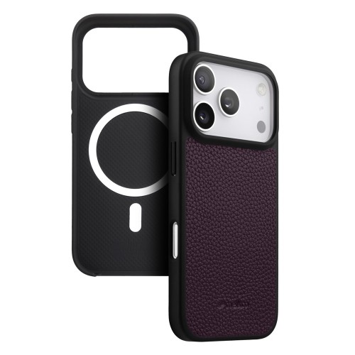 MELKCO Skórzane Etui Obudowa Plecki do iPhone 17 Pro Max fioletowe