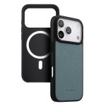 MELKCO Skórzane Etui Obudowa Plecki do iPhone 17 Pro Max niebieskie