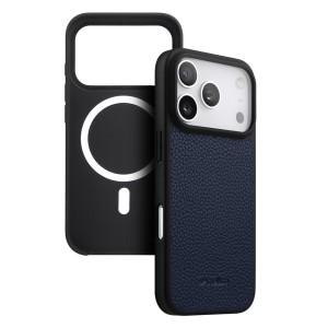 MELKCO Skórzane Etui Obudowa Plecki do iPhone 17 Pro Max granatowe