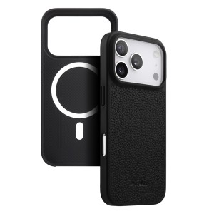 MELKCO Skórzane Etui Obudowa Plecki do iPhone 17 Pro Max czarne