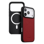 MELKCO Skórzane Etui Obudowa Plecki do iPhone 17 Pro czerwone