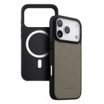 MELKCO Skórzane Etui Obudowa Plecki do iPhone 17 Pro szare