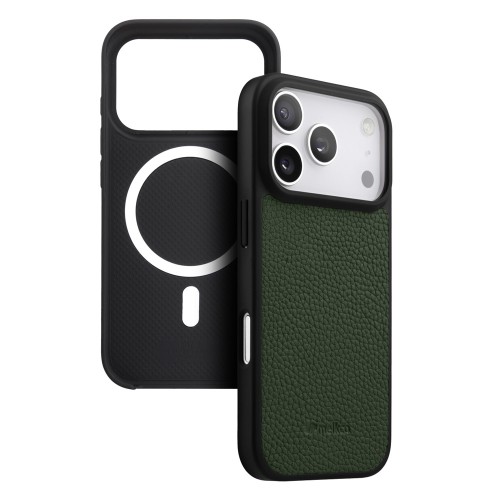 MELKCO Skórzane Etui Obudowa Plecki do iPhone 17 Pro zielone