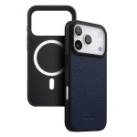 MELKCO Skórzane Etui Obudowa Plecki do iPhone 17 Pro granatowe