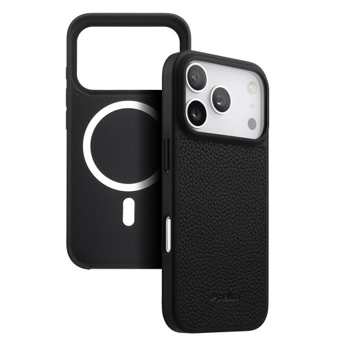 MELKCO Skórzane Etui Obudowa Plecki do iPhone 17 Pro czarne