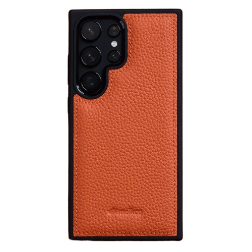 MELKCO Skórzane Etui Obudowa do Samsung Galaxy S26 Ultra pomarańczowe