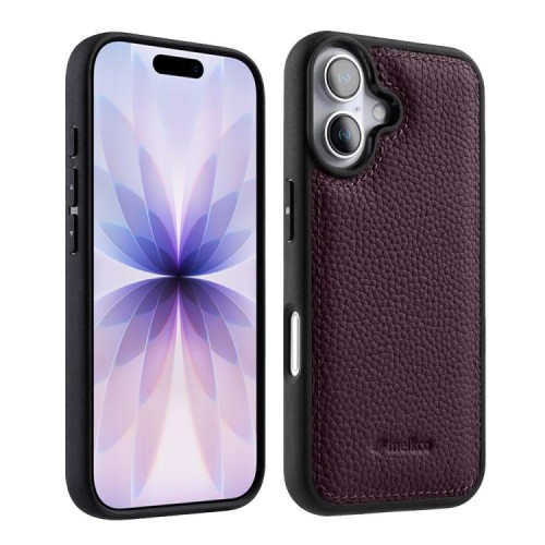 MELKCO Skórzane Etui Obudowa Plecki do iPhone 17 fioletowe