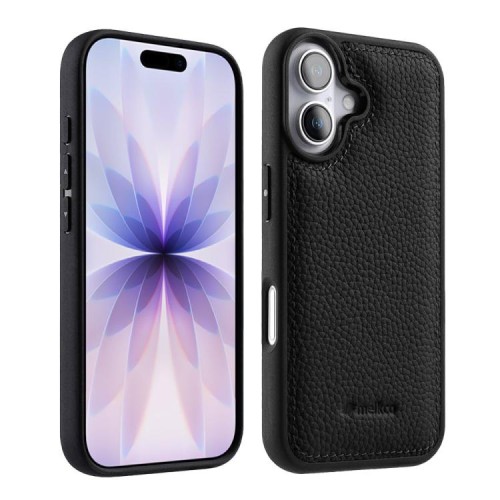 MELKCO Skórzane Etui Obudowa Plecki do iPhone 17 czarne