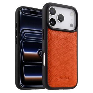 MELKCO Skórzane Etui Obudowa Plecki do iPhone 17 Pro Max pomarańczowe