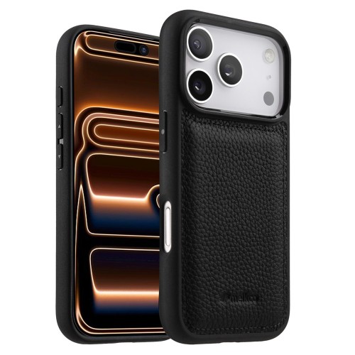 MELKCO Skórzane Etui Obudowa Plecki do iPhone 17 Pro Max czarne