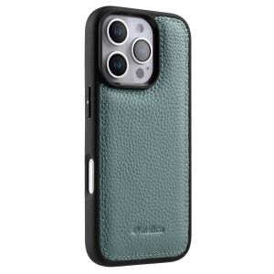 MELKCO Skórzane Etui Obudowa Plecki do iPhone 16 Pro Max niebieskie