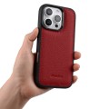 MELKCO Skórzane Etui Obudowa Plecki do iPhone 16 Pro czerwone