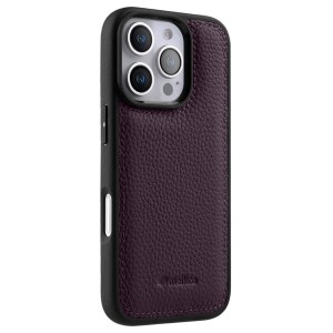 MELKCO Skórzane Etui Obudowa Plecki do iPhone 16 Pro fioletowe