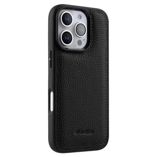 MELKCO Skórzane Etui Obudowa Plecki do iPhone 16 Pro czarne