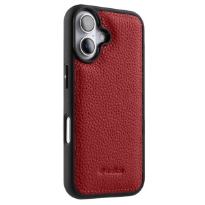 MELKCO Skórzane Etui Obudowa Plecki do iPhone 16 Plus czerwone