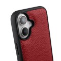 MELKCO Skórzane Etui Obudowa Plecki do iPhone 16 Plus czerwone