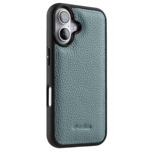 MELKCO Skórzane Etui Obudowa Plecki do iPhone 16 Plus niebieskie