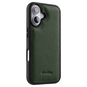 MELKCO Skórzane Etui Obudowa Plecki do iPhone 16 Plus zielone