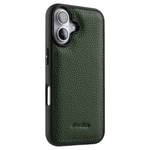 MELKCO Skórzane Etui Obudowa Plecki do iPhone 16 Plus zielone