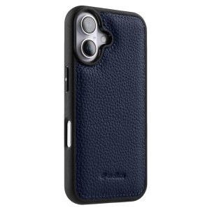 MELKCO Skórzane Etui Obudowa Plecki do iPhone 16 Plus granatowe