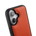 MELKCO Skórzane Etui Obudowa Plecki do iPhone 16 Plus pomarańczowe