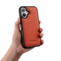 MELKCO Skórzane Etui Obudowa Plecki do iPhone 16 Plus pomarańczowe