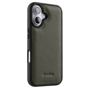 MELKCO Skórzane Etui Obudowa Plecki do iPhone 16 Plus szare