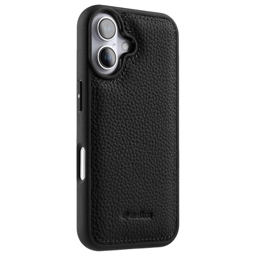 MELKCO Skórzane Etui Obudowa Plecki do iPhone 16 Plus czarne