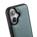 MELKCO Skórzane Etui Obudowa Plecki do iPhone 16 niebieskie