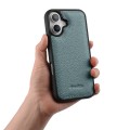 MELKCO Skórzane Etui Obudowa Plecki do iPhone 16 niebieskie