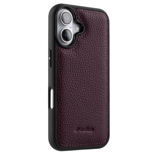 MELKCO Skórzane Etui Obudowa Plecki do iPhone 16 fioletowe