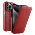 MELKCO MagSafe Skórzane Etui z Klapką do iPhone 15 Pro czerwone