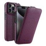 MELKCO MagSafe Skórzane Etui z Klapką do iPhone 15 Pro fioletowe