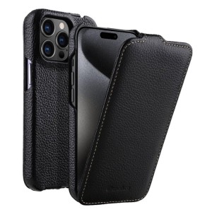 MELKCO MagSafe Skórzane Etui z Klapką do iPhone 15 Pro czarne