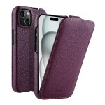MELKCO MagSafe Skórzane Pionowe Etui z Klapką do iPhone 15 fioletowe