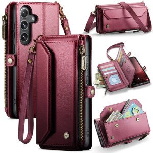 CASEME Etui Portfel Pokrowiec do Samsung Galaxy S25 FE bordowe